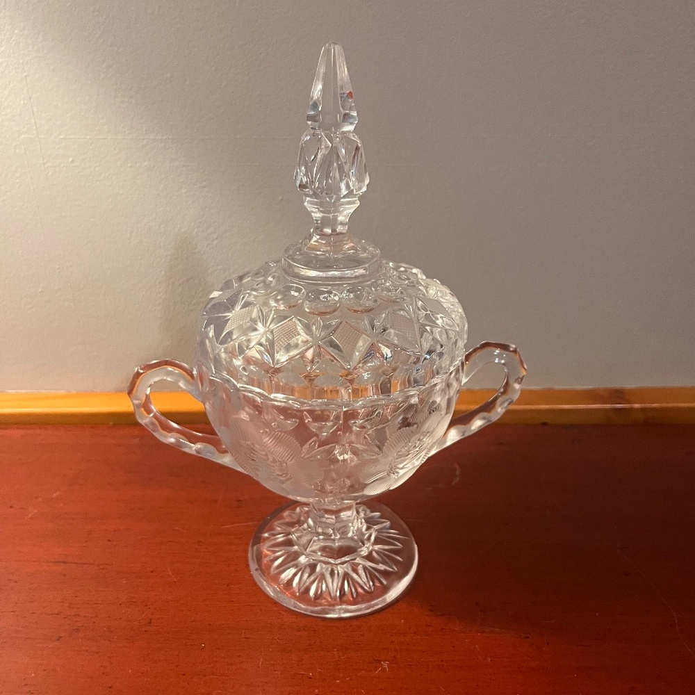 Vintage Etched Covered Candy Dish/Sugar Bowl-1930’s